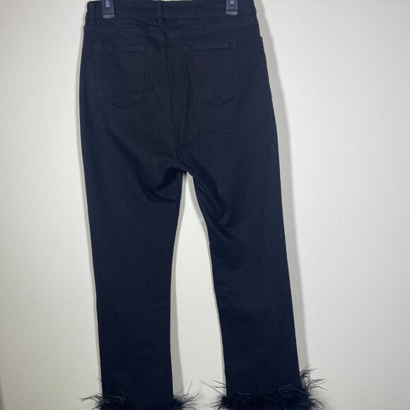 NWT! Buddy Love Kyla Feather Trim Ankle Pants Black Size 31 Women's! - Picture 6 of 6